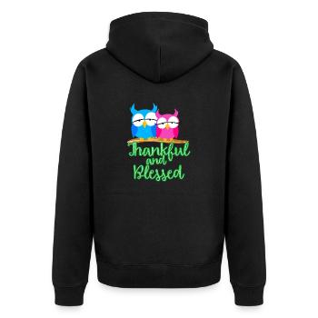 Thankful And Bless Owls Hoot Couple Birds Lover - Unisex Premium Organic Zip Hoodie - black - Back - Nico (187cm)