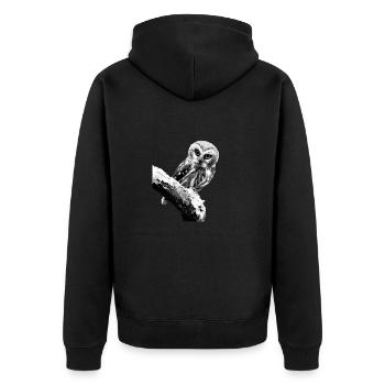 Hibou sur branche d’arbre prédateur nocturne oiseaux cool - Veste à capuche bio Premium Unisexe - noir - Dos - Nico (187cm)