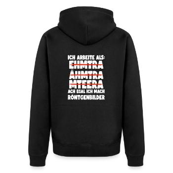 Medizinisch-Technischer Radiologie Assistent MTRA - Unisex Premium Bio Zip Hoodie - Schwarz - Hinten - Nico (187cm)