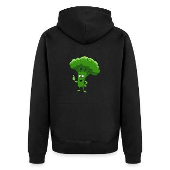 Brokkoli, Gemüse, vegetarisch, vegan - Unisex Premium Bio Zip Hoodie - Schwarz - Hinten - Nico (187cm)
