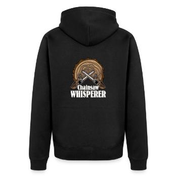 Chainsaw Whisperer Logger Lumberjack Logging - Unisex Premium Organic Zip Hoodie - black - Back - Nico (187cm)