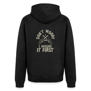 Ne vous inquiétez pas, je l’ai serré dans mes bras en premier, bûcheron forestier L - Veste à capuche bio Premium Unisexe - noir - Dos - Nico (187cm)
