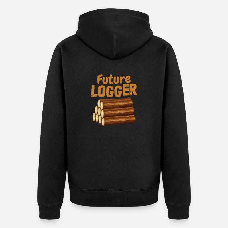 Future Logger Logging Lumberjack - Unisex Premium Bio Zip Hoodie - Schwarz