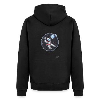 Fußball Torwart Astronaut Planet - Unisex Premium Bio Zip Hoodie - Schwarz - Hinten - Nico (187cm)