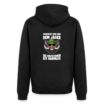 Jäger Jagd Jagdschein Jägerin Jagdbekleidung - Unisex Premium Bio Zip Hoodie - Schwarz - Hinten - Nico (187cm)