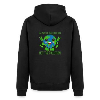 Badestrand & Meer plastikfrei gegen Verschmutzung - Unisex Premium Bio Zip Hoodie - Schwarz - Hinten - Nico (187cm)