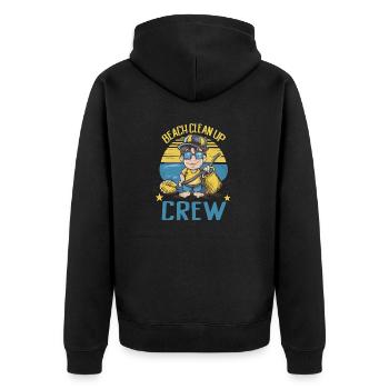 Badestrand & Meer plastikfrei gegen Verschmutzung - Unisex Premium Bio Zip Hoodie - Schwarz - Hinten - Nico (187cm)