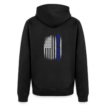 flagge USA Physiotherapeut Rretro Student - Unisex Premium Bio Zip Hoodie - Schwarz - Hinten - Nico (187cm)