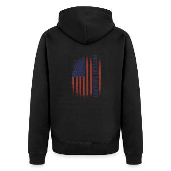 flagge USA Physiotherapeut Rretro Student - Unisex Premium Bio Zip Hoodie - Schwarz - Hinten - Nico (187cm)
