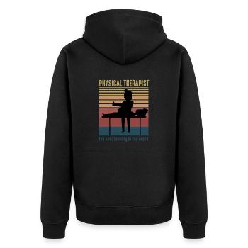 USA Physiotherapeut Rretro Student - Unisex Premium Bio Zip Hoodie - Schwarz - Hinten - Nico (187cm)