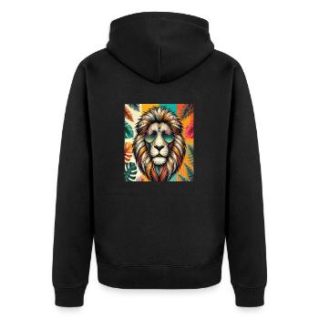 Funny Lion Clothing – Trendy Fashion for - Unisex Premium Organic Zip Hoodie - black - Back - Nico (187cm)