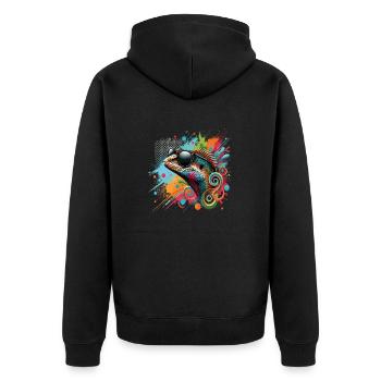 Lustige Echsen Kleidung – Trendige Mode für - Unisex Premium Bio Zip Hoodie - Schwarz - Hinten - Nico (187cm)