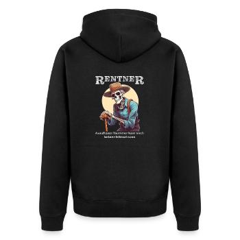 PENSIONER BONES - Unisex Premium Organic Zip Hoodie - black - Back - Nico (187cm)