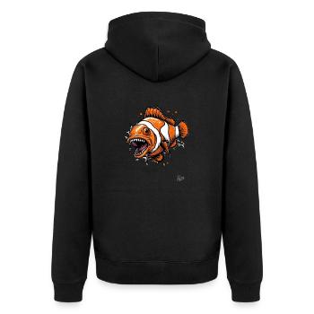Funny Horror Clownfish - Unisex Premium Organic Zip Hoodie - black - Back - Nico (187cm)