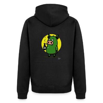 Boire et fumer Grunt : le méchant Piggy Boy - Veste à capuche bio Premium Unisexe - noir - Dos - Nico (187cm)