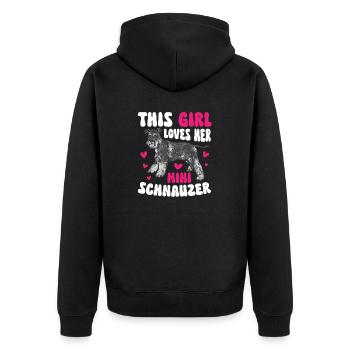Zwergschnauzer Hund Schnauzer - Unisex Premium Bio Zip Hoodie - Schwarz - Hinten - Nico (187cm)