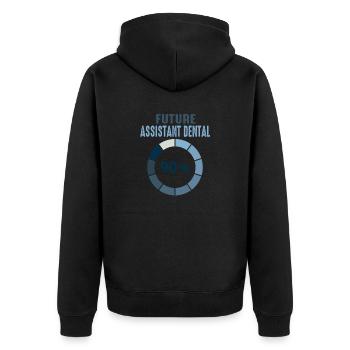Future Vintage Retro Assistentin Zahnarztpraxis - Unisex Premium Bio Zip Hoodie - Schwarz - Hinten - Nico (187cm)