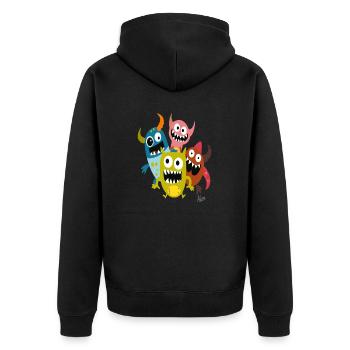Un groupe d’amis monstres amusants - Veste à capuche bio Premium Unisexe - noir - Dos - Nico (187cm)
