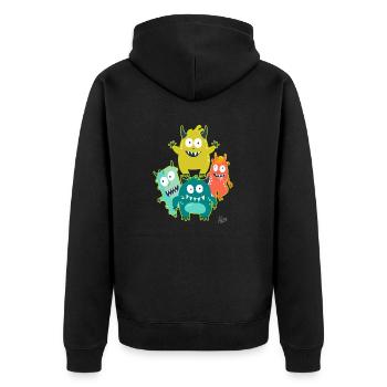 little funny monster friends - Unisex Premium Organic Zip Hoodie - black - Back - Nico (187cm)