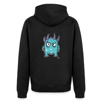 Kleiner Monster Kerl - Unisex Premium Bio Zip Hoodie - Schwarz - Hinten - Nico (187cm)