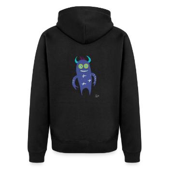 petit monstre bleu - Veste à capuche bio Premium Unisexe - noir - Dos - Nico (187cm)