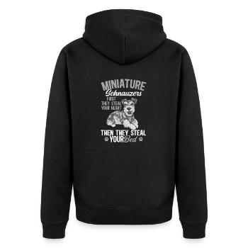 Zwergschnauzer Hund Schnauzer - Unisex Premium Bio Zip Hoodie - Schwarz - Hinten - Nico (187cm)