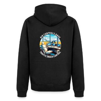AIR CONTROLS HAVE TRAFFIC UNDER CONTROL - Unisex Premium Organic Zip Hoodie - black - Back - Nico (187cm)