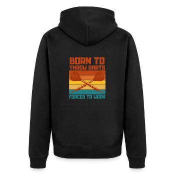 Dart Spruch Dartsport Dartpfeil Spieler Geschenk - Unisex Premium Bio Zip Hoodie - Schwarz - Hinten - Nico (187cm)