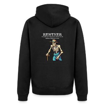 Pensioner - Unisex Premium Organic Zip Hoodie - black - Back - Nico (187cm)