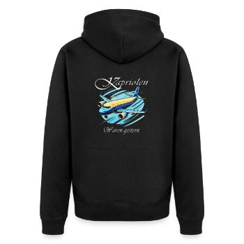 AIRPLANE Capers are a thing of the past - Unisex Premium Organic Zip Hoodie - black - Back - Nico (187cm)