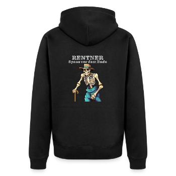 PENSIONERS Fun before the end - Unisex Premium Organic Zip Hoodie - black - Back - Nico (187cm)