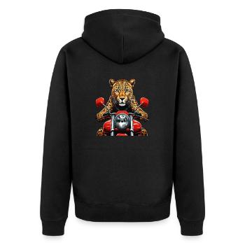LEOPARD MOTORRAD - Unisex Premium Bio Zip Hoodie - Schwarz - Hinten - Nico (187cm)