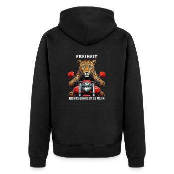 LEOPARD MOTORCYCLE NOTHING IS NEEDED MORE - Unisex Premium Organic Zip Hoodie - black - Back - Nico (187cm)