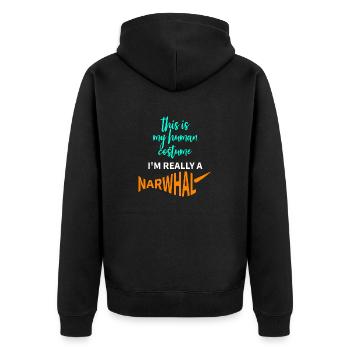 C’est mon costume humain, je suis vraiment un narval amusant - Veste à capuche bio Premium Unisexe - noir - Dos - Nico (187cm)