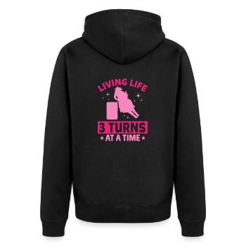 Rodeo Barrel Racing Pferd - Unisex Premium Bio Zip Hoodie - Schwarz - Hinten - Nico (187cm)