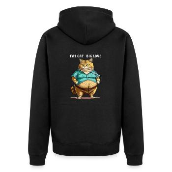 FAT CAT BIG LOVE - Unisex Premium Bio Zip Hoodie - Schwarz - Hinten - Nico (187cm)
