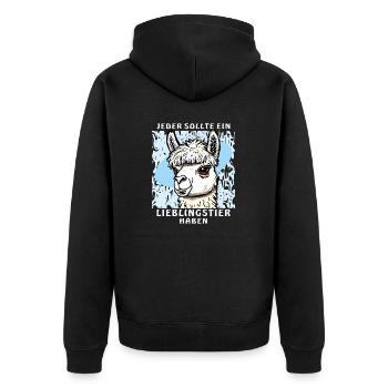 ALPAKA LIEBLINGSTIER - Unisex Premium Bio Zip Hoodie - Schwarz - Hinten - Nico (187cm)