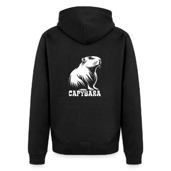 Capybara - Dessin Silhouette - Veste à capuche bio Premium Unisexe - noir - Dos - Nico (187cm)