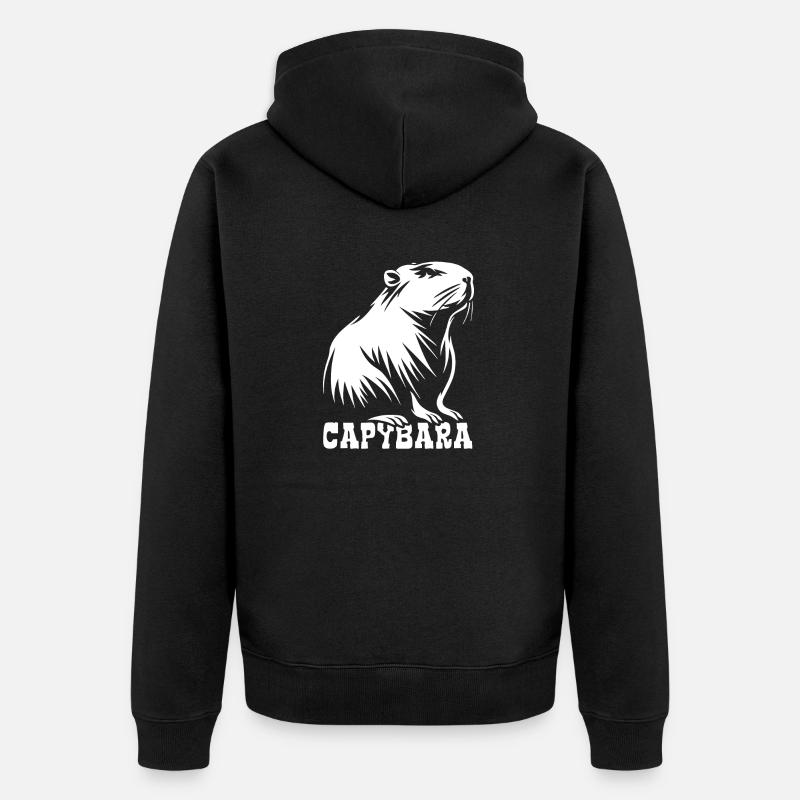 Capybara - Dessin Silhouette - Veste à capuche bio Premium Unisexe - noir