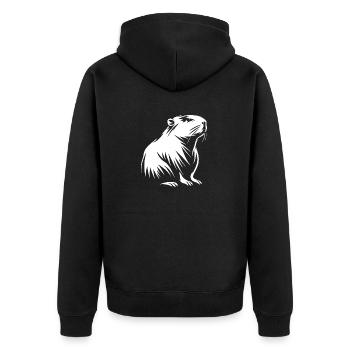 Capybara - Dessin Silhouette - Veste à capuche bio Premium Unisexe - noir - Dos - Nico (187cm)