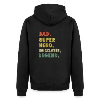 Vintage Dad Hero Bricklayer Legend Father's Day - Unisex Premium Organic Zip Hoodie - black - Back - Nico (187cm)