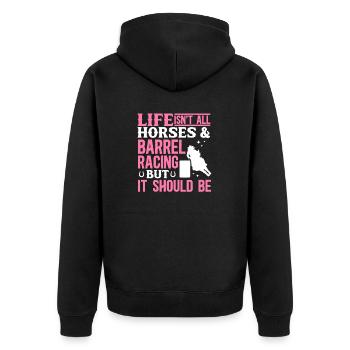 Cheval de course de barils de rodéo - Veste à capuche bio Premium Unisexe - noir - Dos - Nico (187cm)