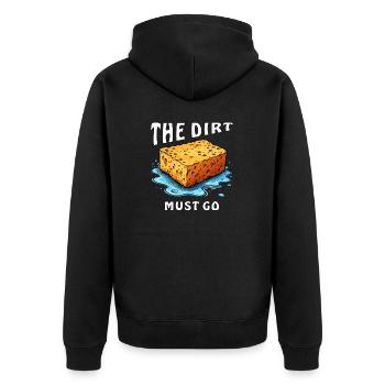 SCHWAMM THE DIRT MUST GO - Unisex Premium Bio Zip Hoodie - Schwarz - Hinten - Nico (187cm)