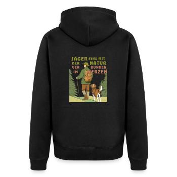 HUNTER NATURE AT HEART - Unisex Premium Organic Zip Hoodie - black - Back - Nico (187cm)