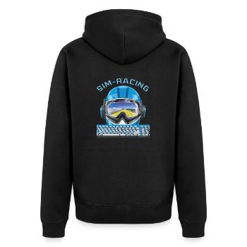 TASTATUR RENNHELM SIM RACING - Unisex Premium Bio Zip Hoodie - Schwarz - Hinten - Nico (187cm)