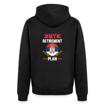 Serbien Flagge Srbija Truba Serbisches Musik - Unisex Premium Bio Zip Hoodie - Schwarz - Hinten - Nico (187cm)