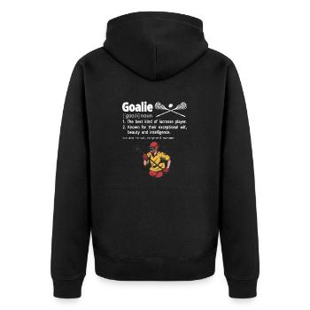 Lacrosse Torwart Lustiges Lacrosse - Unisex Premium Bio Zip Hoodie - Schwarz - Hinten - Nico (187cm)