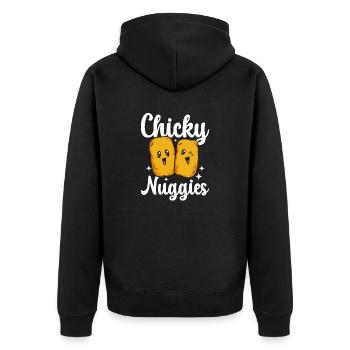 Chicken Nugget Liebhaber Chicken Nuggets - Unisex Premium Bio Zip Hoodie - Schwarz - Hinten - Nico (187cm)