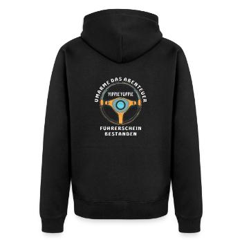 PASSED THE ADVENTURE OF A DRIVER'S LICENSE - Unisex Premium Organic Zip Hoodie - black - Back - Nico (187cm)
