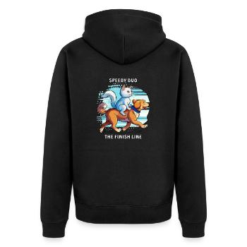DOG CAT SPEEDY DUO THE FINISH LINE - Unisex Premium Organic Zip Hoodie - black - Back - Nico (187cm)